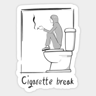 Cigarette break (black version) Sticker